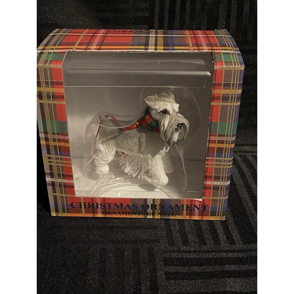 Sandicast Gray Schnauzer Christmas ornament New in Box